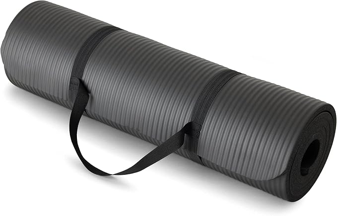 Basics Extra Thick Exercise Yoga Mat with Carrying Strap